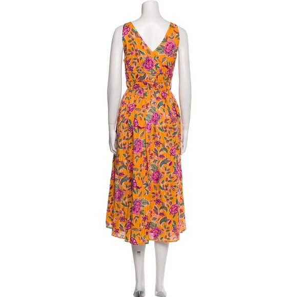 Caroline Constas womens Sleeveless Midi Dress size Small Orange Floral Cotton - Picture 2 of 7